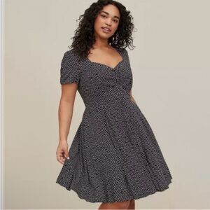 Black Dot Sweetheart Fit-and-Flare Dress
